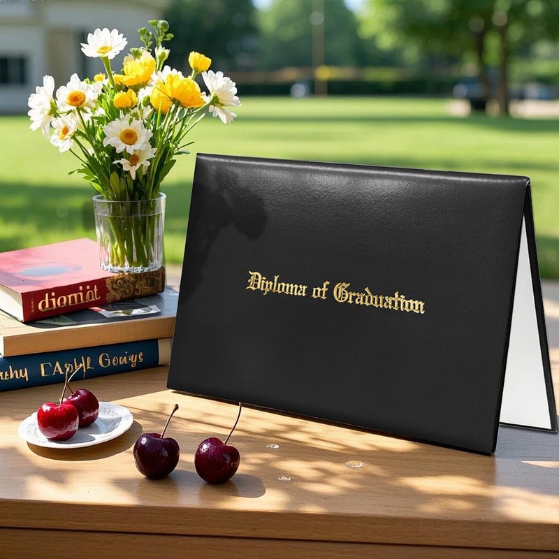 Gradplaza Diploma Cover for Certificate 8.5"x 11" Imprinted â€œDiploma of Graduationâ€ Black Diploma Holder Smooth for High School,University - Image 5